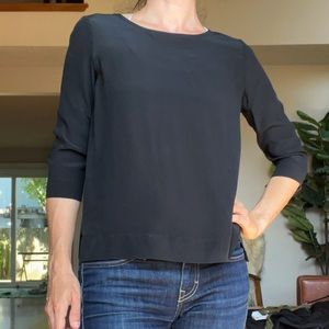 Madewell black 3/4 sleeve silk blouse